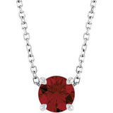 Platinum Round Natural Mozambique Garnet Solitaire Slide Necklace or Pendant