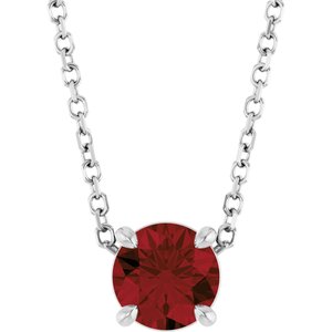 Platinum Round Natural Mozambique Garnet Solitaire Slide Necklace or Pendant
