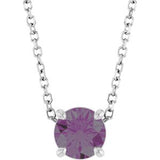 14K Gold Round Lab-Grown Alexandrite Solitaire Slide Necklace or Pendant