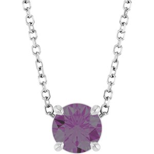 14K Gold Round Lab-Grown Alexandrite Solitaire Slide Necklace or Pendant