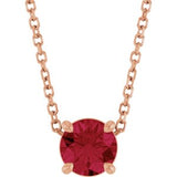 14K Gold Round Lab-Grown Ruby Solitaire Slide Necklace or Pendant