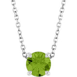 Platinum Round Natural Peridot Solitaire Slide Necklace or Pendant