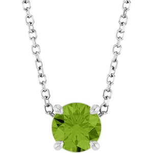 Platinum Round Natural Peridot Solitaire Slide Necklace or Pendant