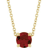 14K Gold Round Natural Mozambique Garnet Solitaire Slide Necklace or Pendant