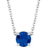 Platinum Round Lab-Grown Blue Sapphire Solitaire Slide Necklace or Pendant
