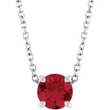 Platinum Round Lab-Grown Ruby Solitaire Slide Necklace or Pendant