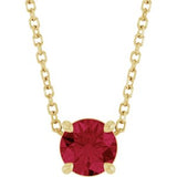 14K Gold Round Lab-Grown Ruby Solitaire Slide Necklace or Pendant