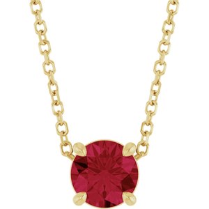 14K Gold Round Lab-Grown Ruby Solitaire Slide Necklace or Pendant
