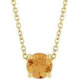 14K Gold Round Natural Citrine Solitaire Slide Necklace or Pendant