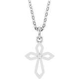 14K Gold Round Natural Diamond Accented Cross Necklace or Pendant – 0.02 CTW