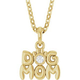 14K Gold Round Natural Diamond Accented Dog Mom Necklace or Pendant