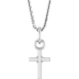 14K Gold Round Natural Diamond Accented Cross Necklace or Pendant – 005 CTW