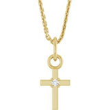 14K Gold Round Natural Diamond Accented Cross Necklace or Pendant – 005 CTW