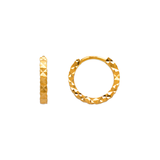 Brincos Huggies com corte de diamante de 12 mm em ouro amarelo OU branco 14K 