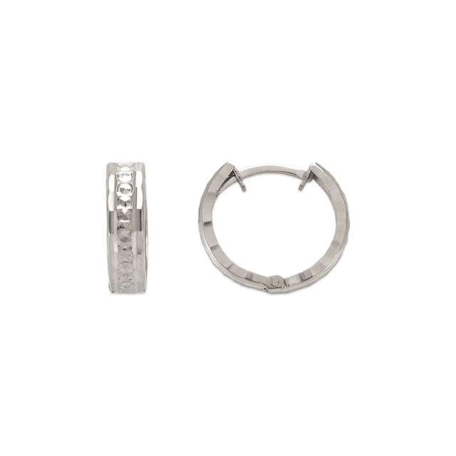 Aretes Huggies con talla de diamante de 11 mm, amarillos o blancos de 14 quilates 