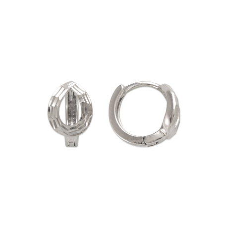 Aretes Huggie de oro amarillo o blanco de 14 quilates de 11 mm con talla de diamante 