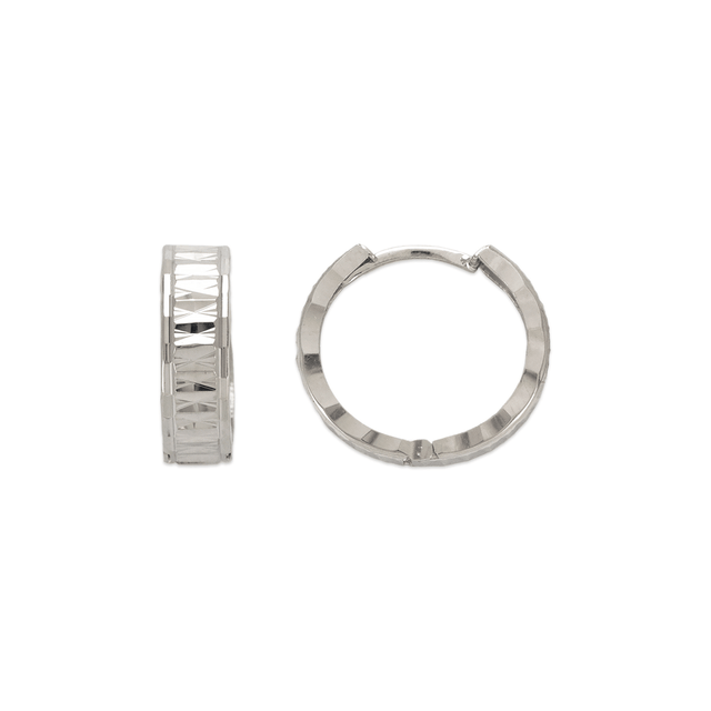 Brincos Huggies com corte de diamante de 13 mm em ouro amarelo ou branco 14K 
