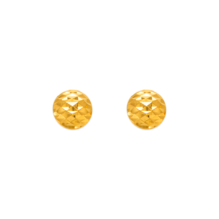 14K Yellow Gold Diamond Cut Curved Ball Stud Earrings