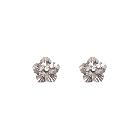 14K Yellow Two-Tone or White Gold  Diamond Cut Flower Stud Earrings