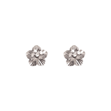 14K Yellow Two-Tone or White Gold  Diamond Cut Flower Stud Earrings