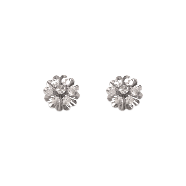 14K Yellow ,Two-Tone or White  Gold  Medium Diamond Cut Flower Stud Earrings