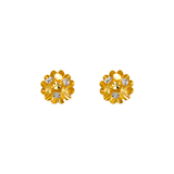 14K Yellow ,Two-Tone or White  Gold  Medium Diamond Cut Flower Stud Earrings