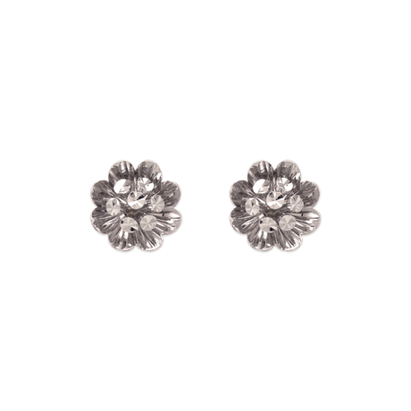 14K Yellow ,Two-Tone or White  Gold  Medium Diamond Cut Flower Stud Earrings
