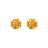 14K Yellow ,Two-Tone or White  Gold  Medium Diamond Cut Flower Stud Earrings