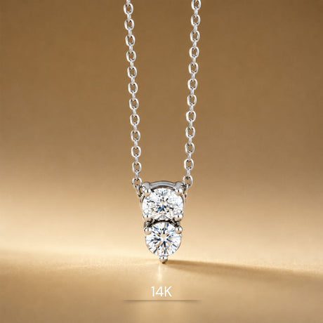 14K white gold diamond drop pendant necklace
