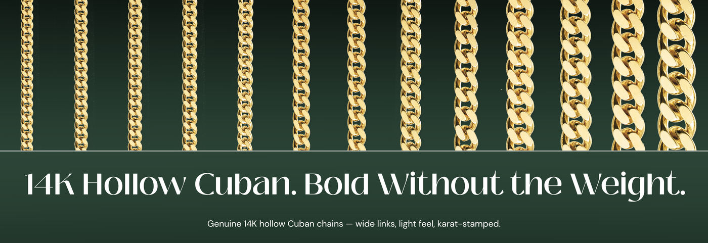 Italian 14K hollow Cuban chains