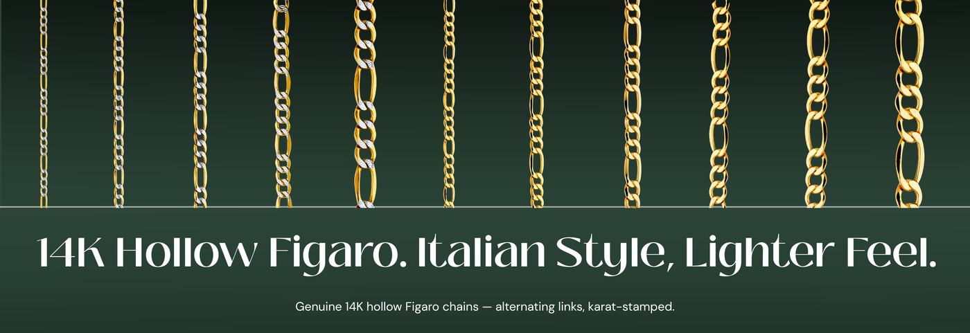 Italian 14K hollow Figaro chains