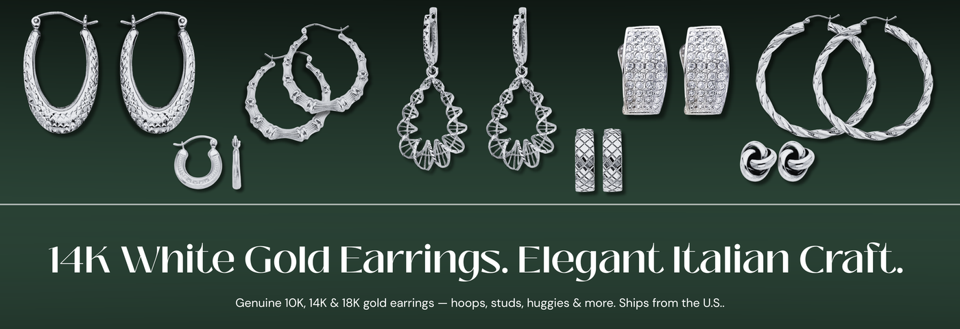 Italian 14K white gold earrings
