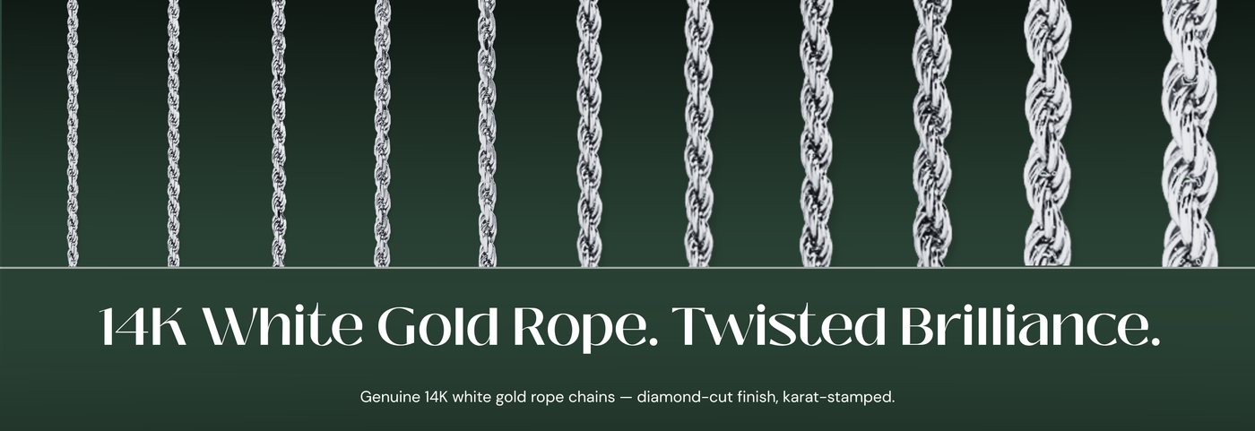 Italian 14K white gold rope chains
