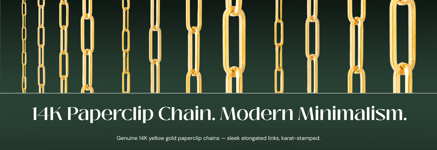Italian 14K yellow gold paperclip chains