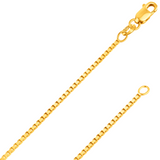 Corrente de caixa com corte de diamante de 4 lados em ouro amarelo ou branco 14K REAL sólido 0,6 mm-1,2 mm 