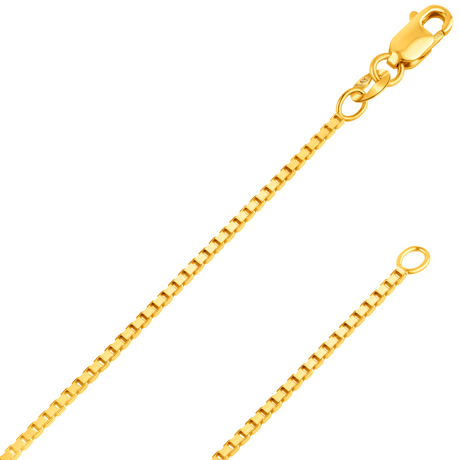 Diamond Cut Box Chain Gold Necklace 1.2mm | 0.6mm Gold Chain Italian Fashions