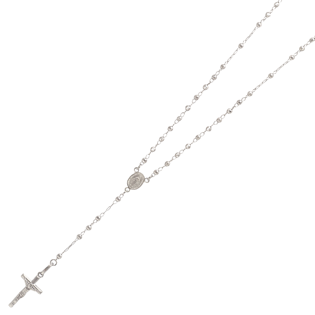 14k DIAMOND CUT ROSARIES  2.50mm - 7.00mm Chain Religious Necklace