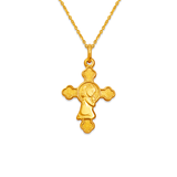 Pingente religioso de cruz de menina de comunhão em ouro amarelo 14K 
