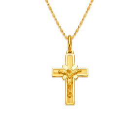 14K Yellow Gold Jesus Cross Religious Pendant – Size 14x22mm, Color Yellow
