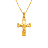 14K Yellow Gold Jesus Cross Religious Pendant