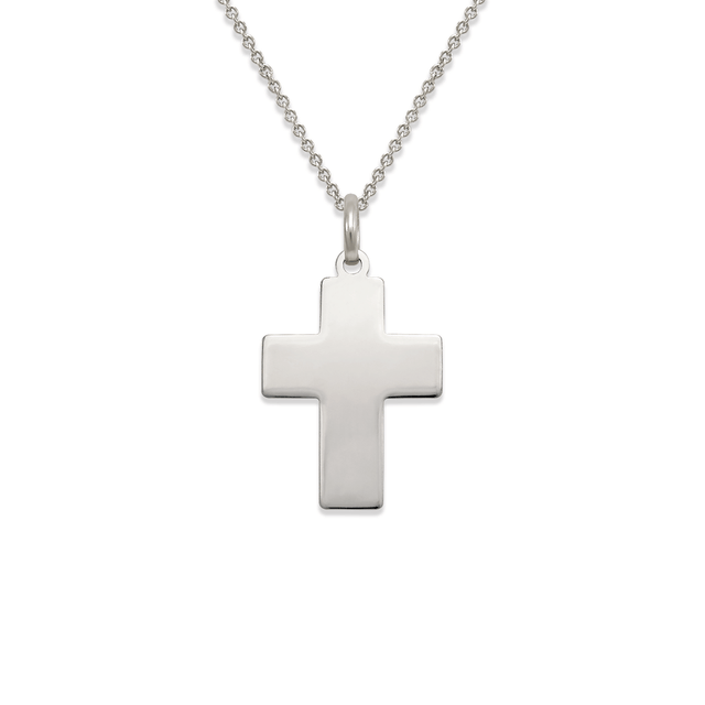 Pingente religioso com cruz de alto polimento em ouro amarelo 14K 