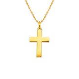 Pingente religioso com cruz de alto polimento em ouro amarelo 14K