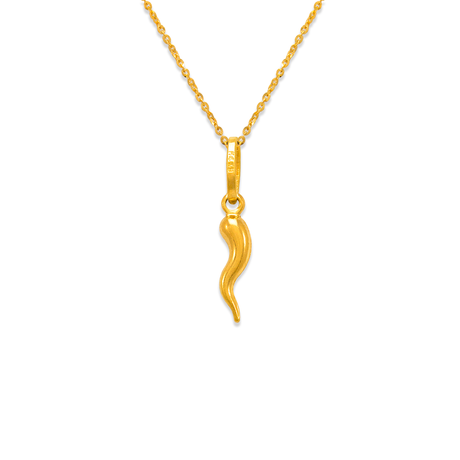Italian craftsmanship 14K yellow gold horn charm pendant | Italian Fashions