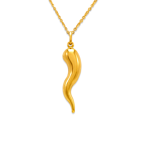 14K solid yellow gold Italian horn charm pendant | Italian Fashions