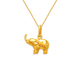 Colgante con dije de elefante de oro hueco amarillo de 14 quilates