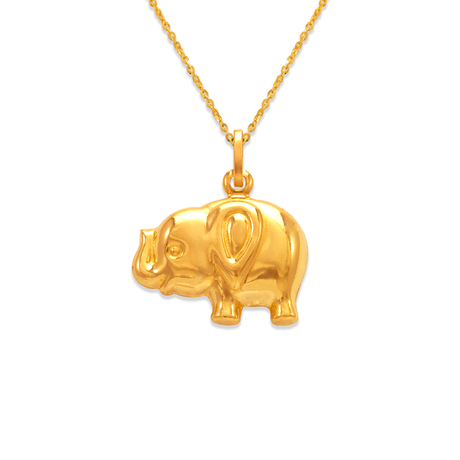 Pingente de elefante em ouro amarelo oco 14K