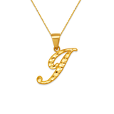 14K Yellow Gold Initial Cursive Letter Pendant A-Z