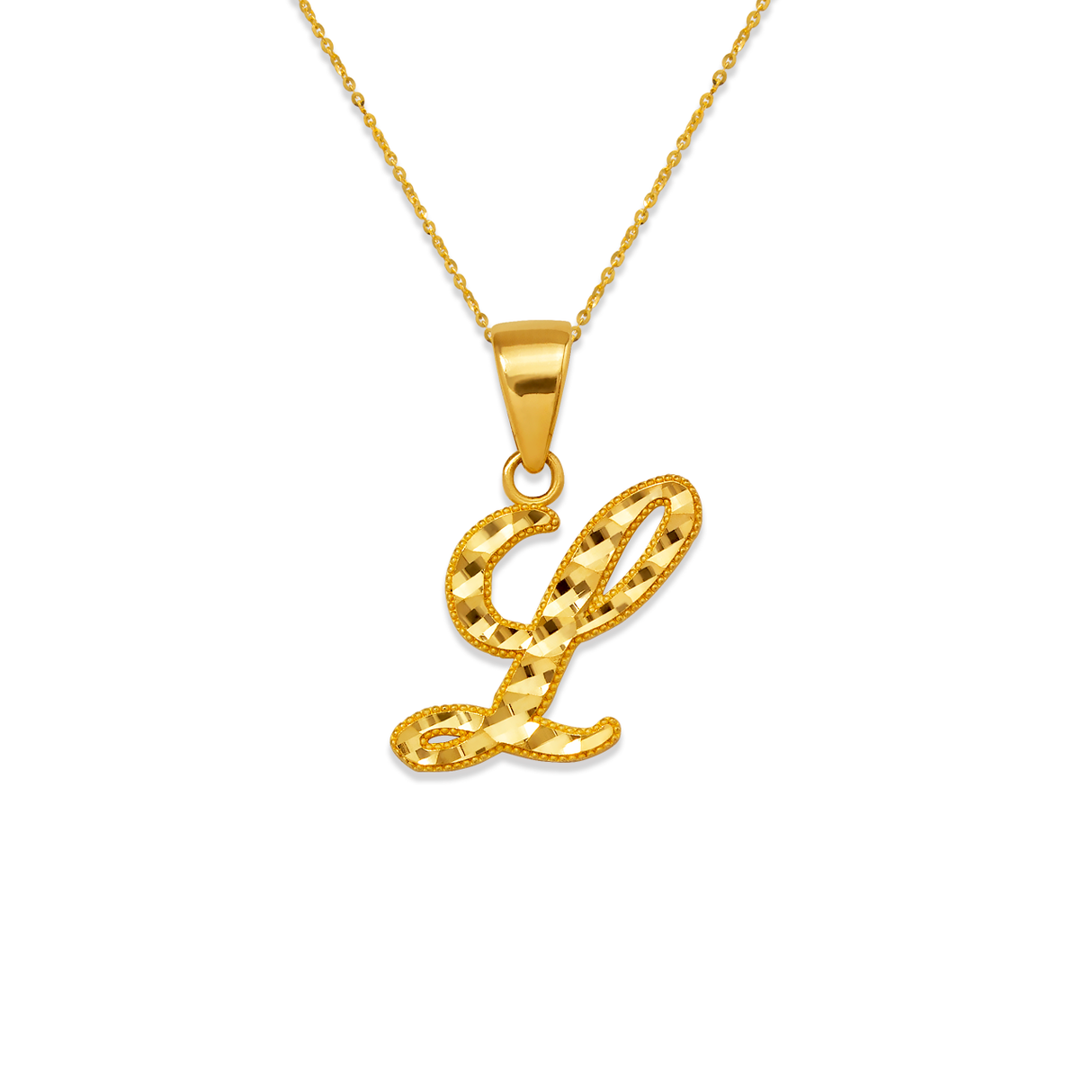 Pingente de letra cursiva inicial em ouro amarelo 14K AZ 