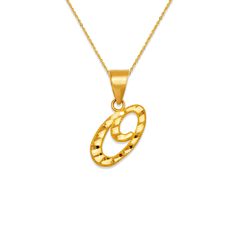 14K Yellow Gold Initial Cursive Letter Pendant A-Z