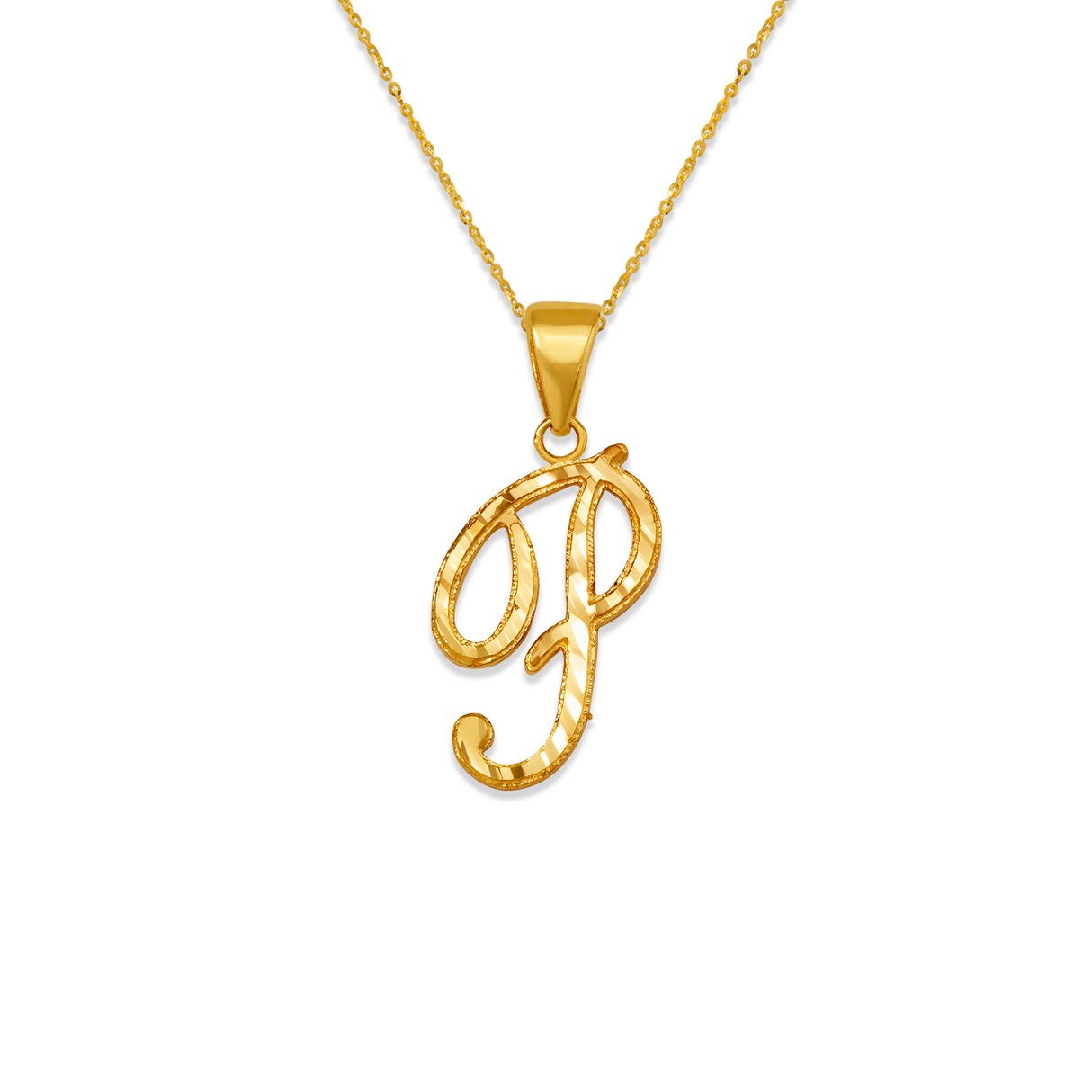 Pingente de letra cursiva inicial em ouro amarelo 14K AZ 